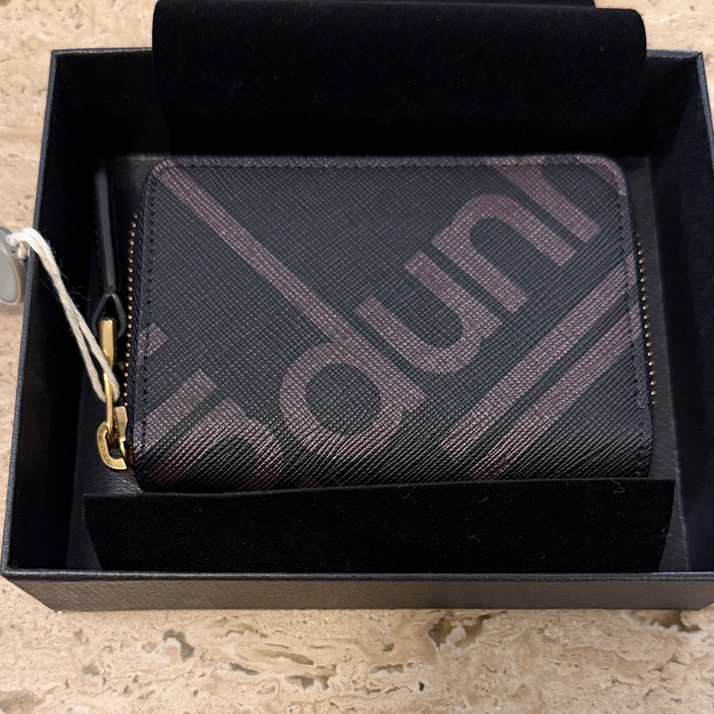 Dunhill Duke Series Black Leather Coin Purse with Gold Accents